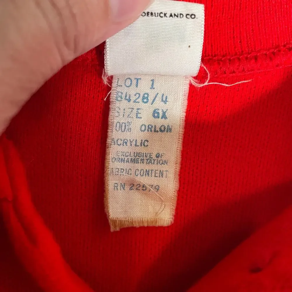 Vintage‎ 1960's Sears 2-Piece Preppy Top Skirt Set Red Orlon Acrylic Academia 6X